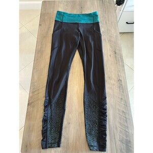 Lululemon Speed Tight Lights Out Sz 4 Forage Teal Black Reflective Run Pant